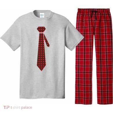 Buffalo Plaid Christmas Tie Pajama Set