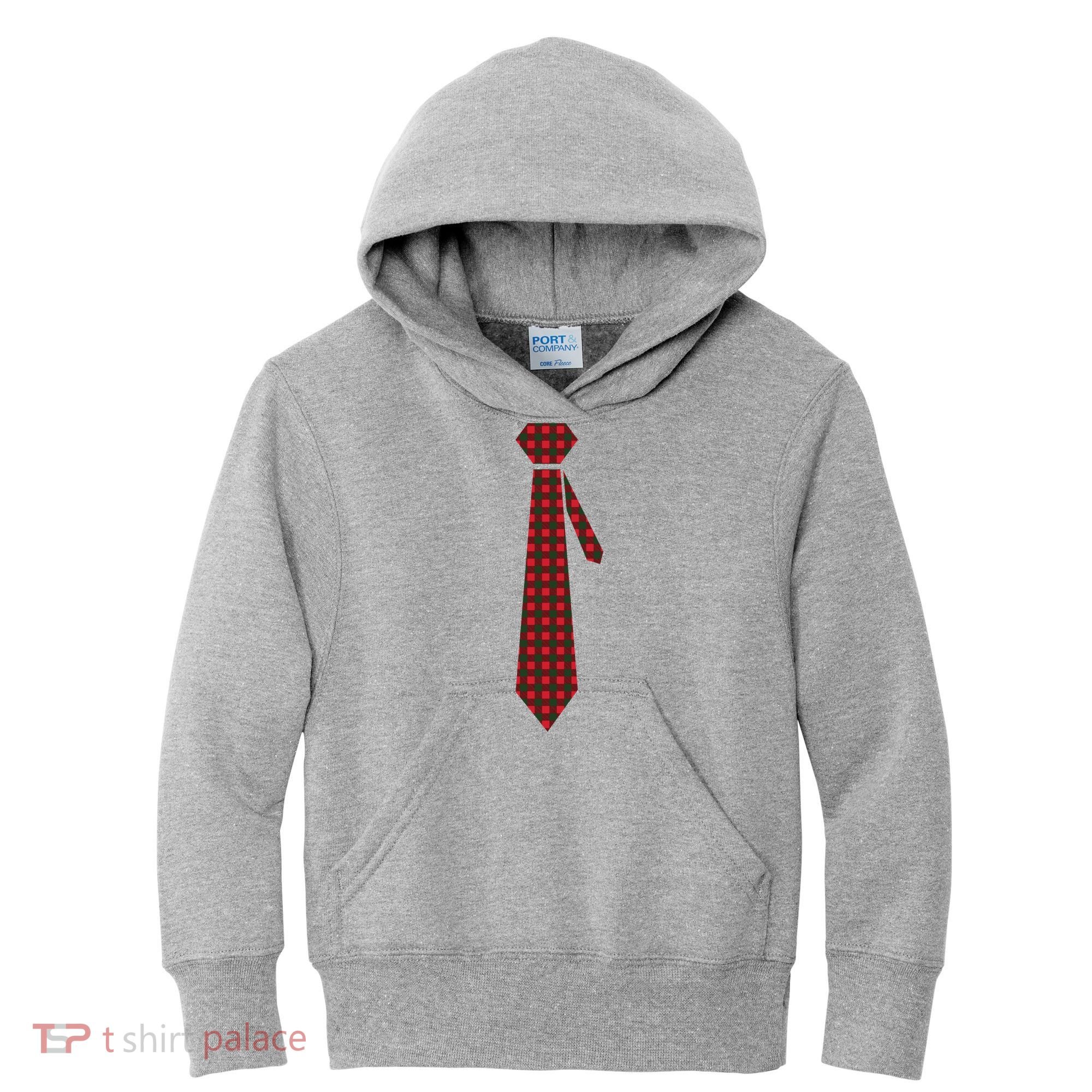 Buffalo Plaid Christmas Tie Kids Hoodie
