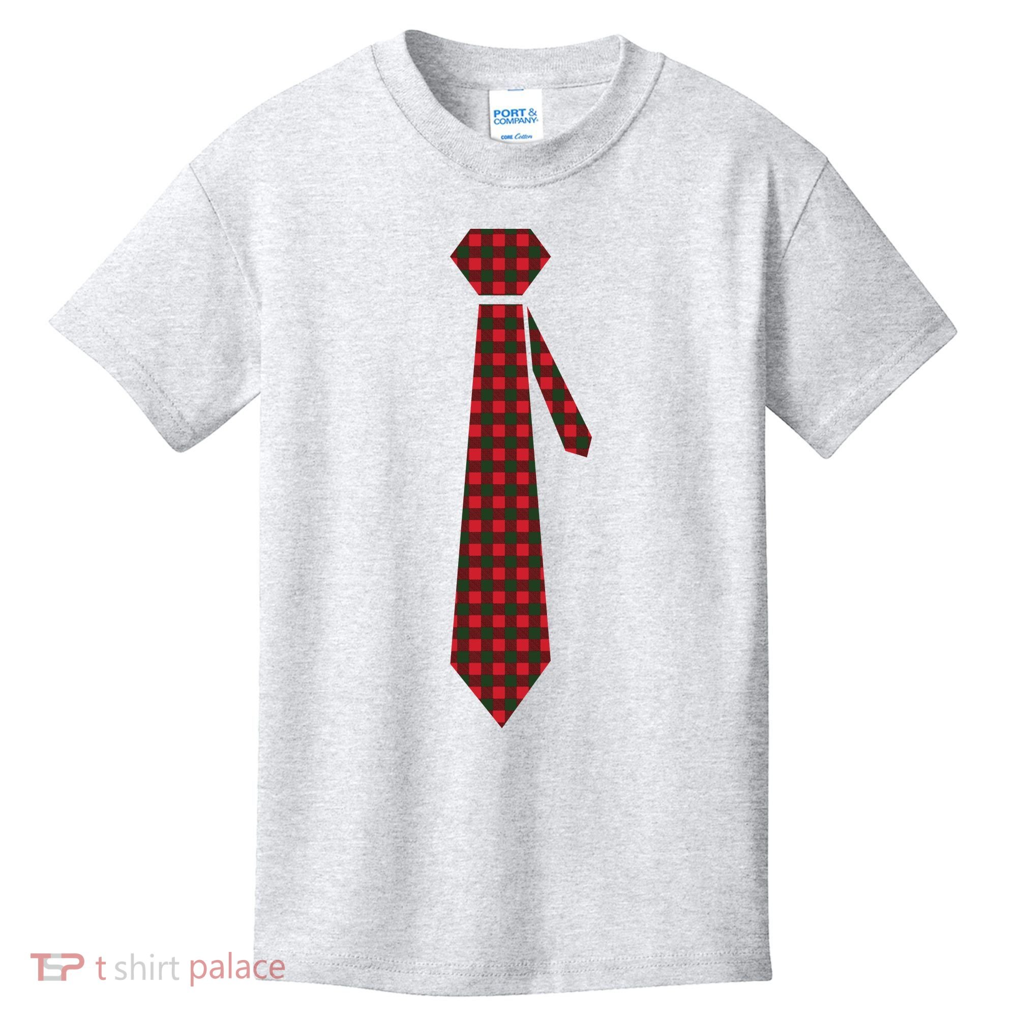 Buffalo Plaid Christmas Tie Kids T-Shirt