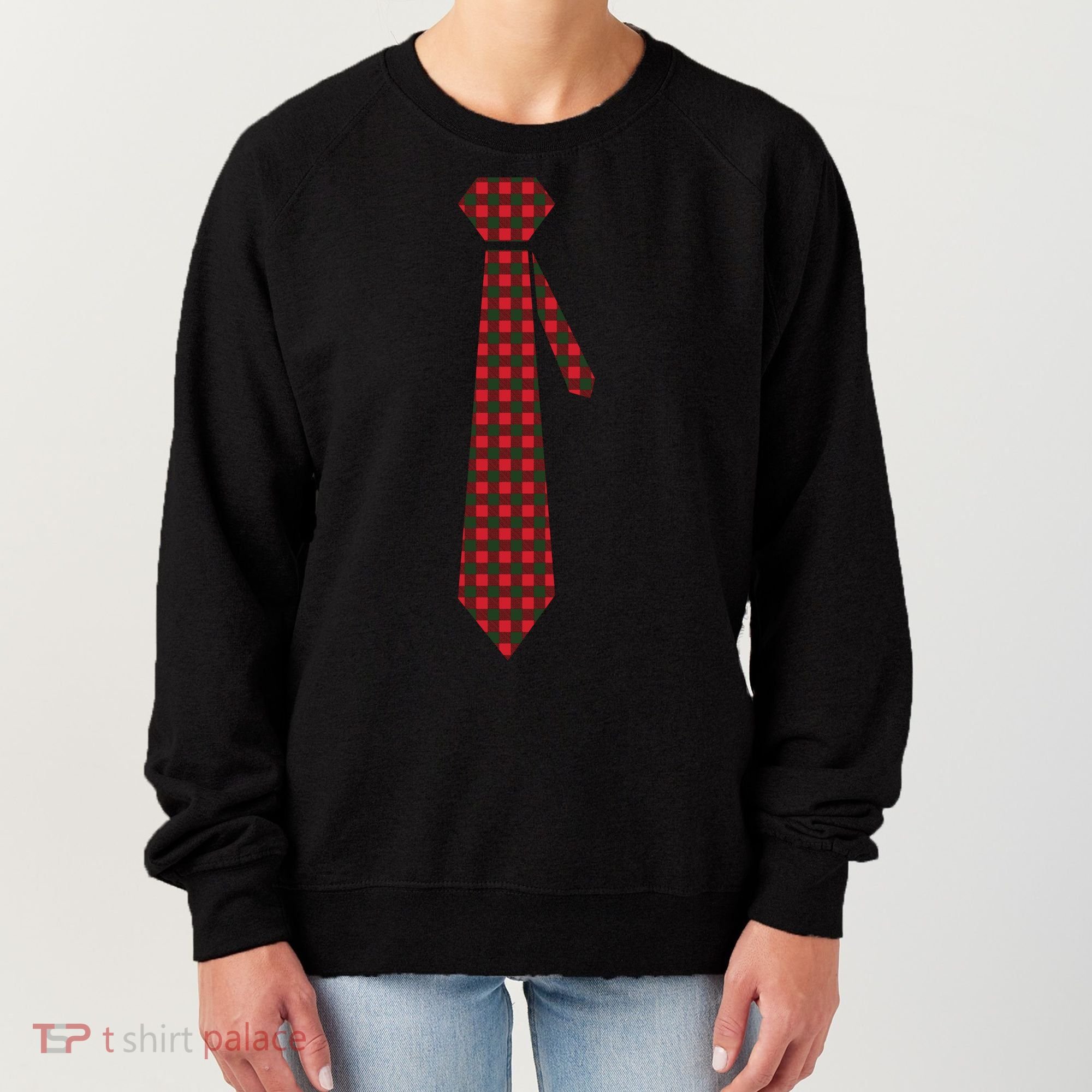 Buffalo Plaid Christmas Tie Women's Sweatshirt