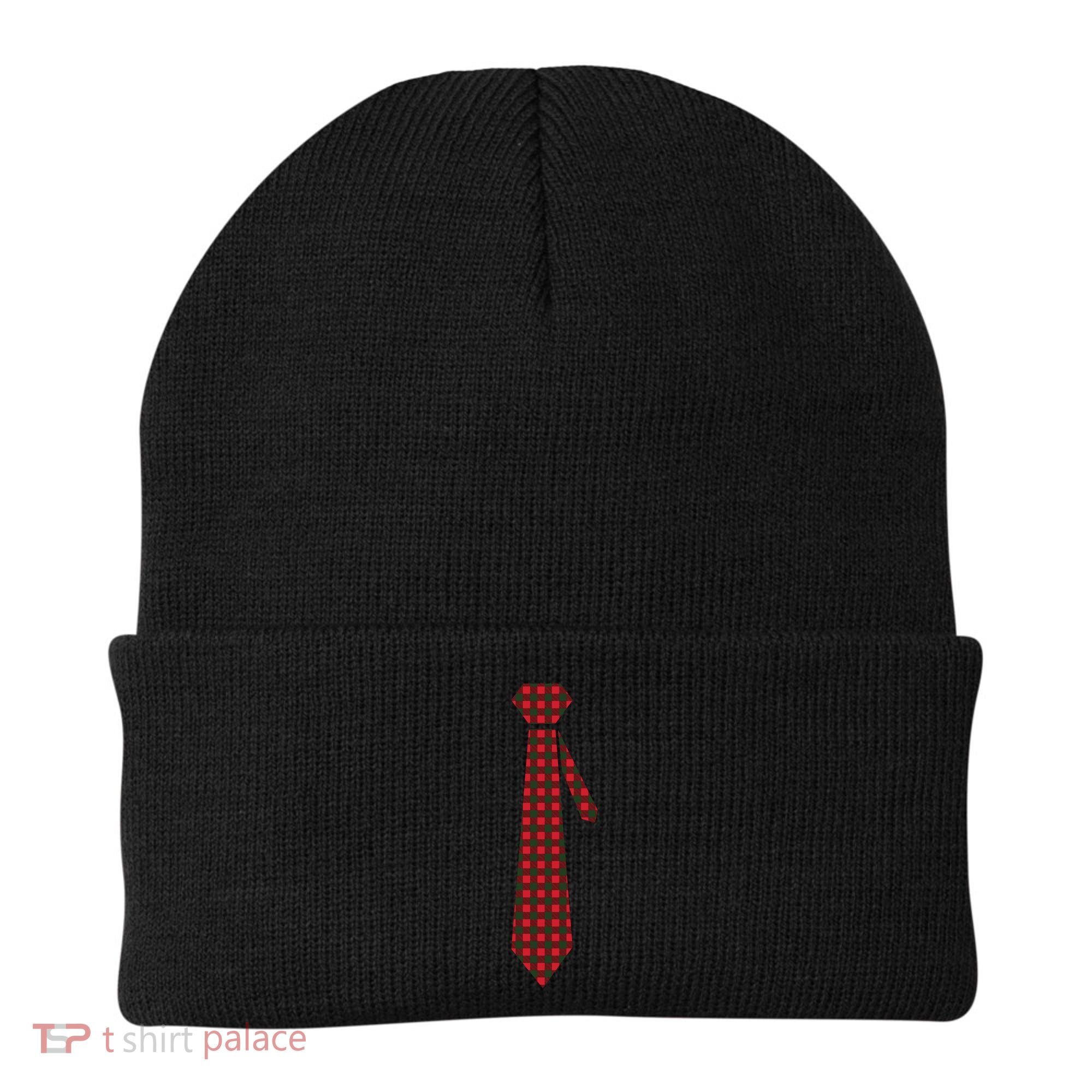 Buffalo Plaid Christmas Tie Beanie