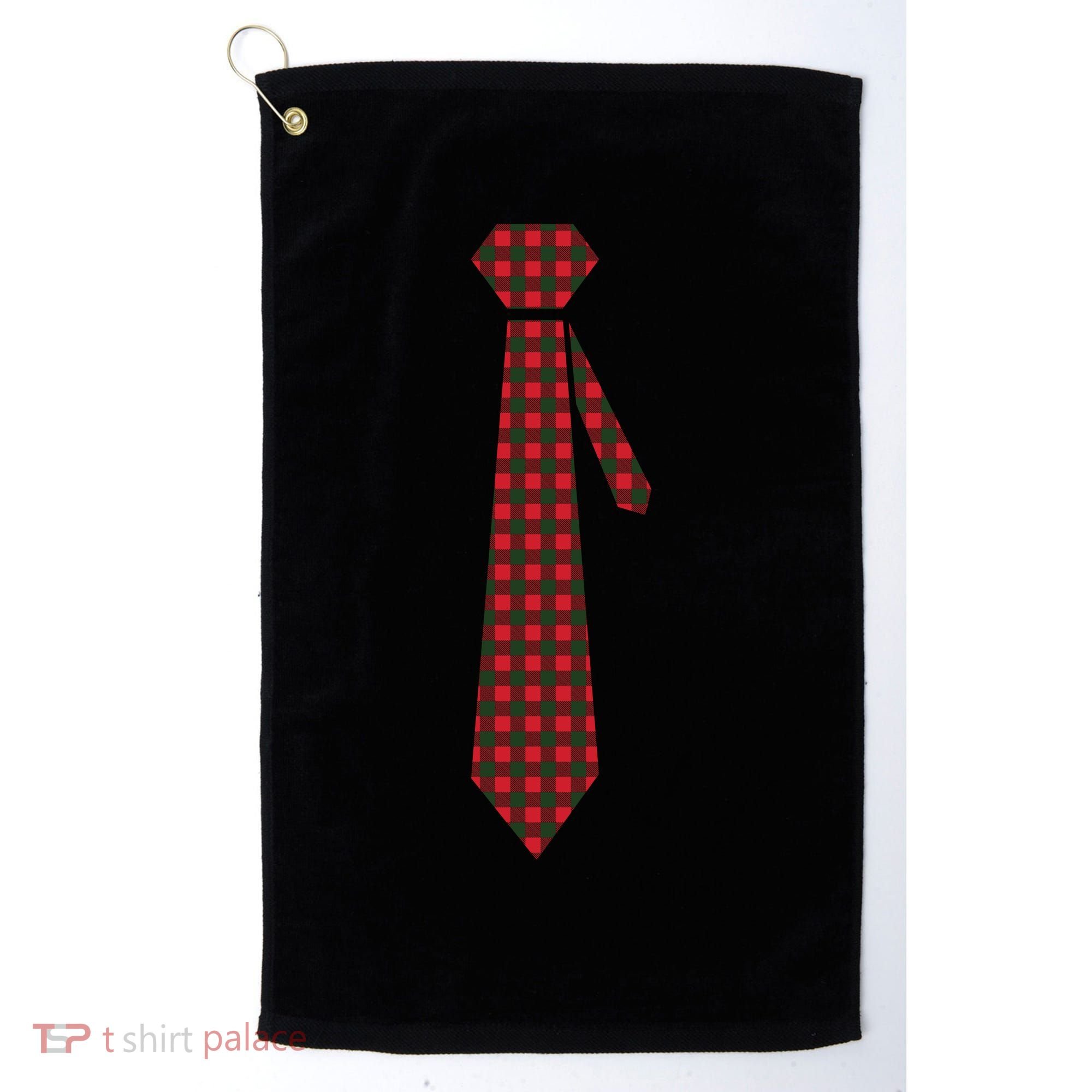 Buffalo Plaid Christmas Tie Golf Towel