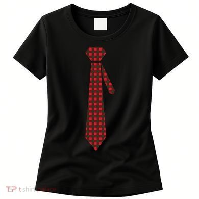 Buffalo Plaid Christmas Tie Women's T-Shirt