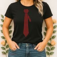 Buffalo Plaid Christmas Tie Women's T-Shirt thumb 2