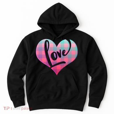 Buffalo Plaid Love Heart Valentines Day Hoodie