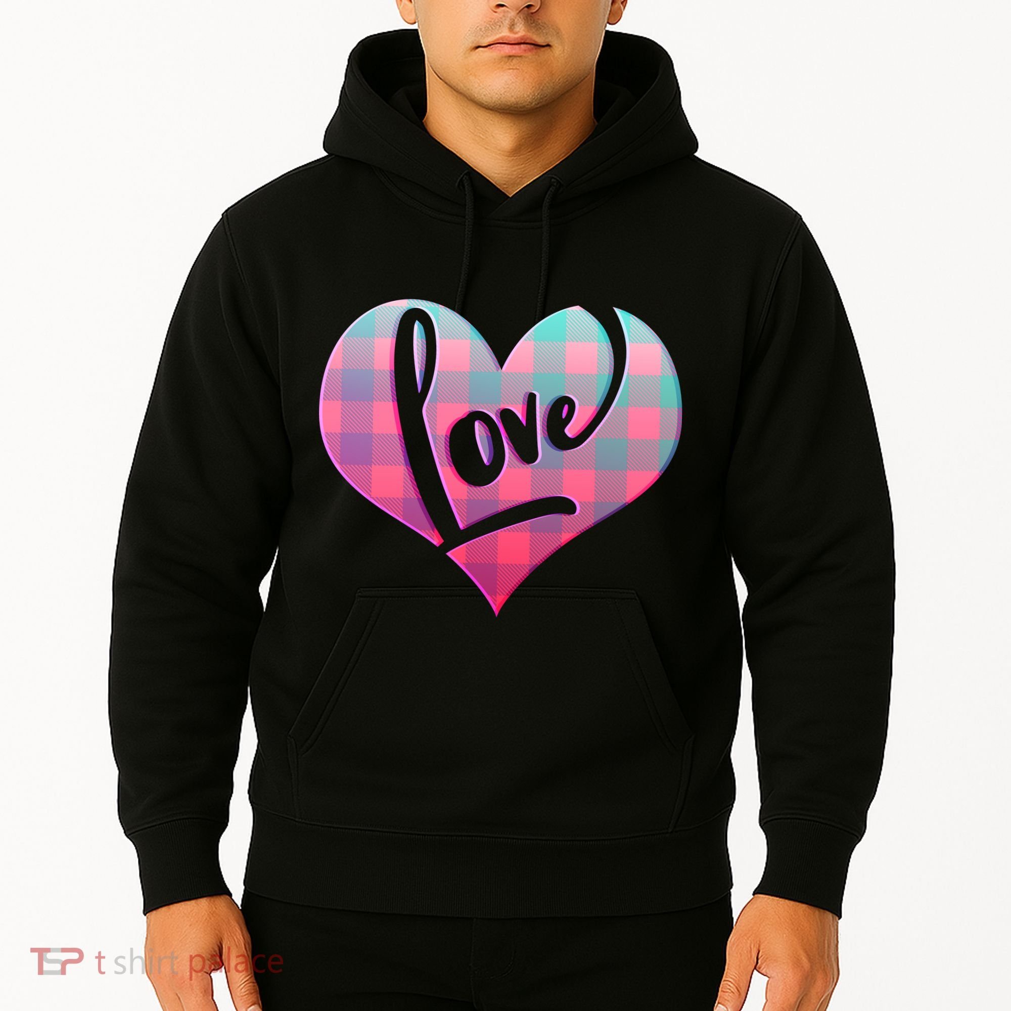 Buffalo Plaid Love Heart Valentines Day Hoodie