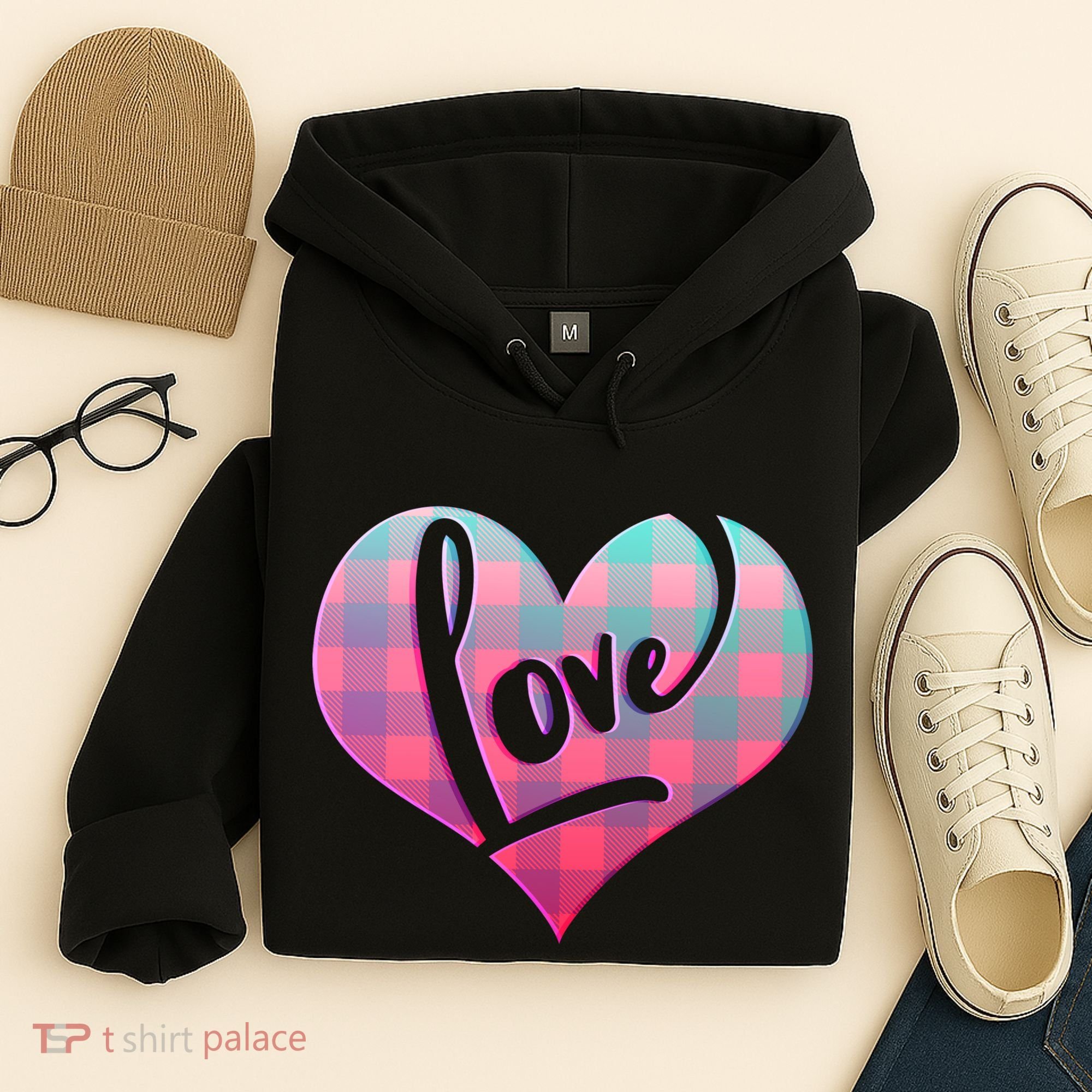 Buffalo Plaid Love Heart Valentines Day Hoodie
