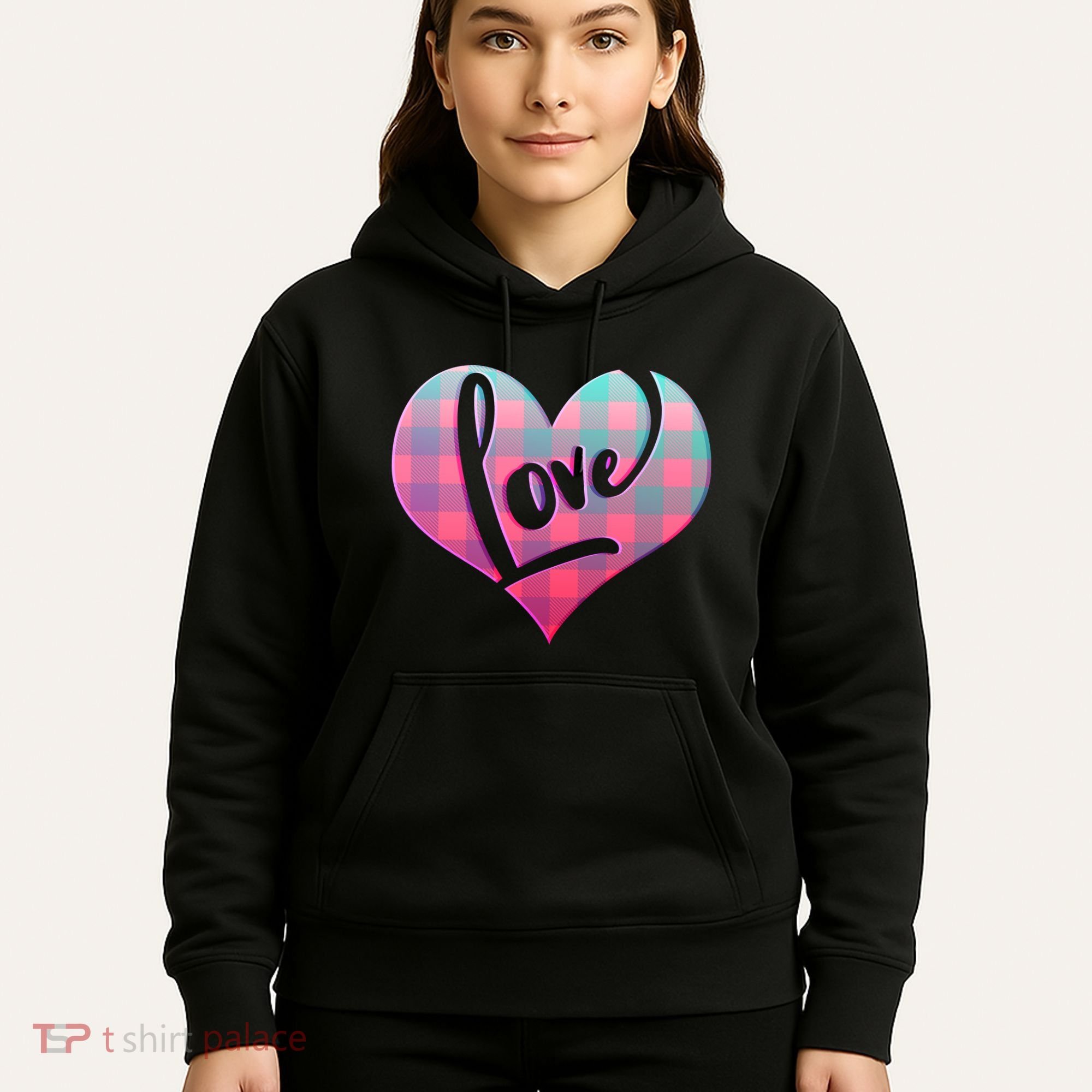 Buffalo Plaid Love Heart Valentines Day Hoodie