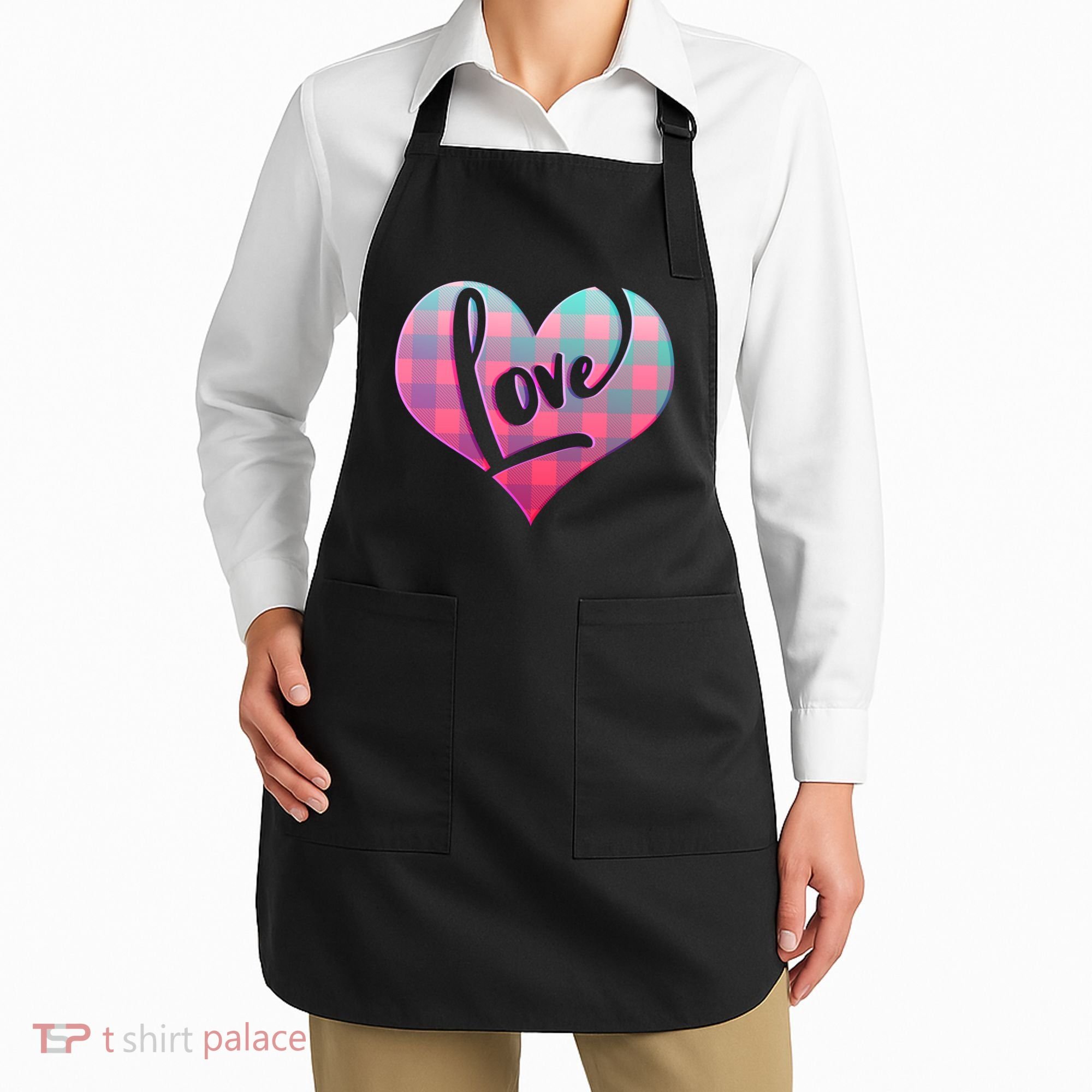 Buffalo Plaid Love Heart Valentines Day Apron
