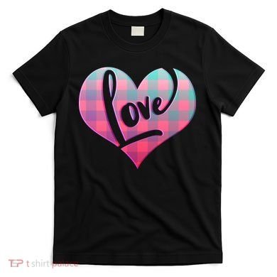 Buffalo Plaid Love Heart Valentines Day T-Shirt