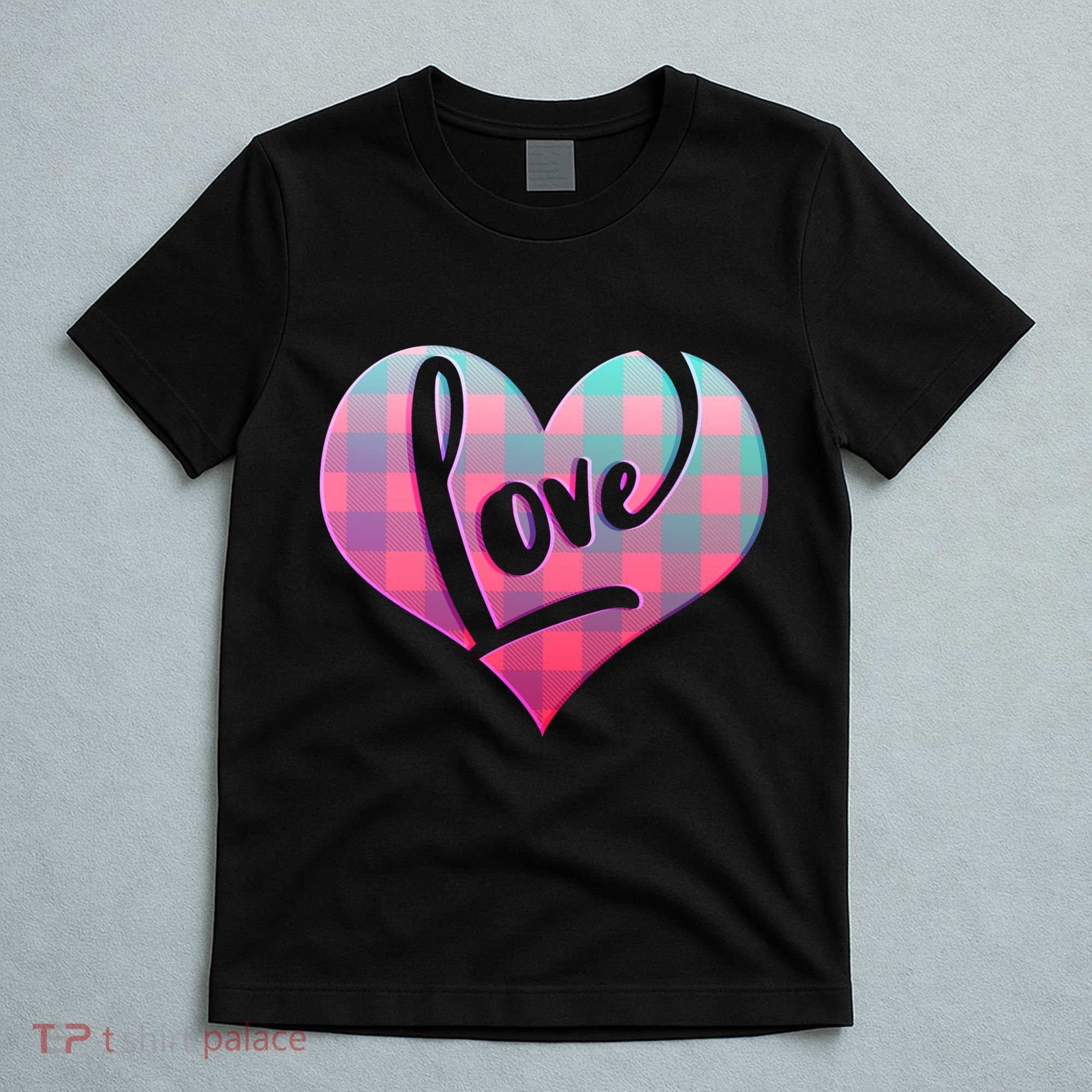 Buffalo Plaid Love Heart Valentines Day T-Shirt