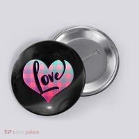 Buffalo Plaid Love Heart Valentines Day Button thumb 0