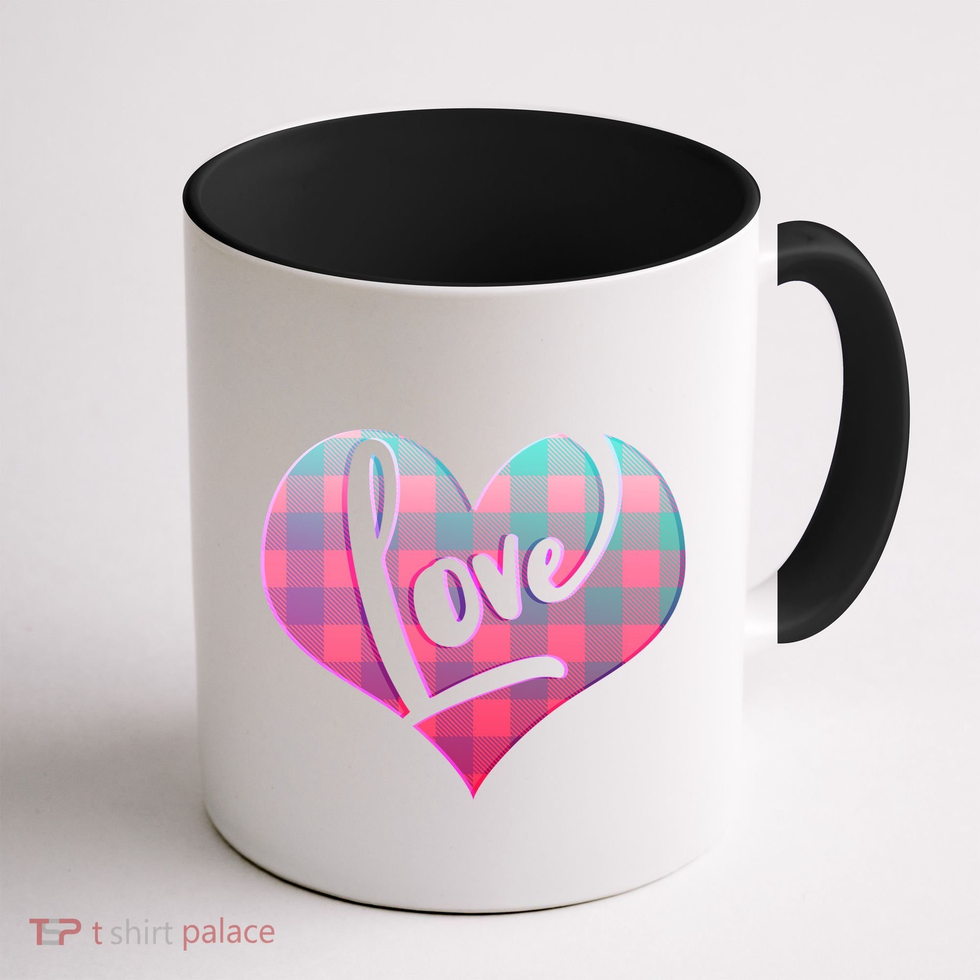 Buffalo Plaid Love Heart Valentines Day Coffee Mug