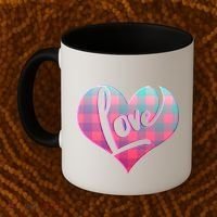 Buffalo Plaid Love Heart Valentines Day Coffee Mug thumb 2