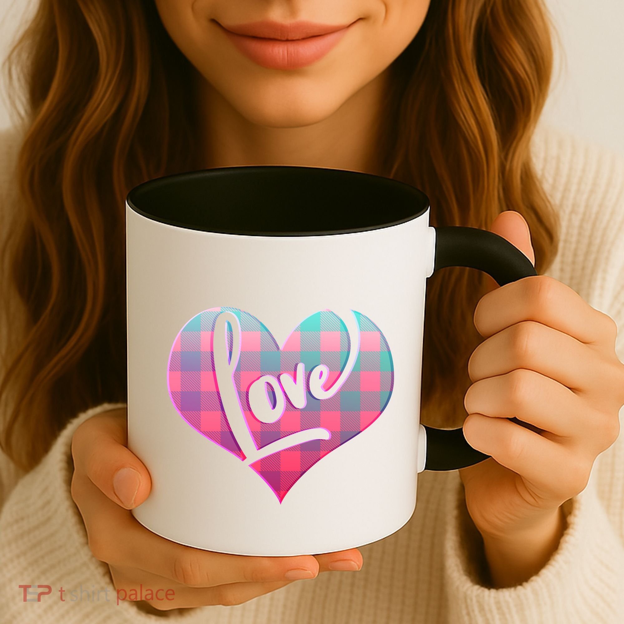 Buffalo Plaid Love Heart Valentines Day Coffee Mug