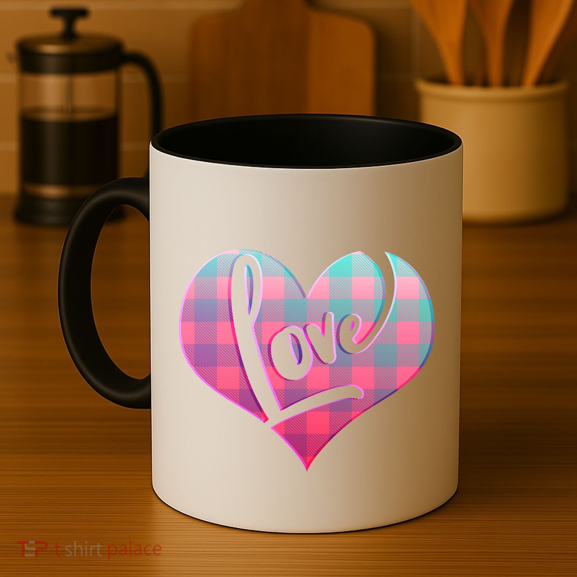 Buffalo Plaid Love Heart Valentines Day Coffee Mug
