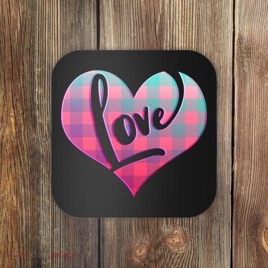 Buffalo Plaid Love Heart Valentines Day Coaster