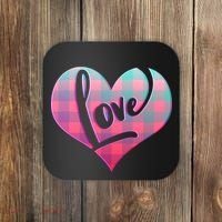 Buffalo Plaid Love Heart Valentines Day Coaster thumb 0