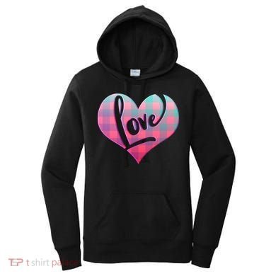 Buffalo Plaid Love Heart Valentines Day Women's Hoodie