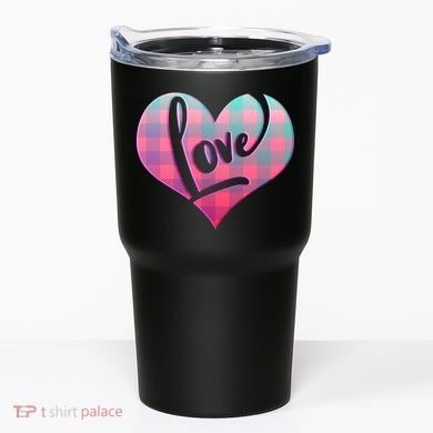 Buffalo Plaid Love Heart Valentines Day Tumbler