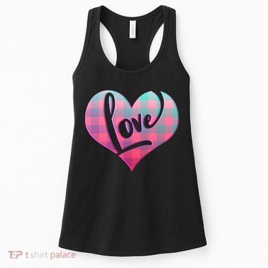 Buffalo Plaid Love Heart Valentines Day Women's Tank Top
