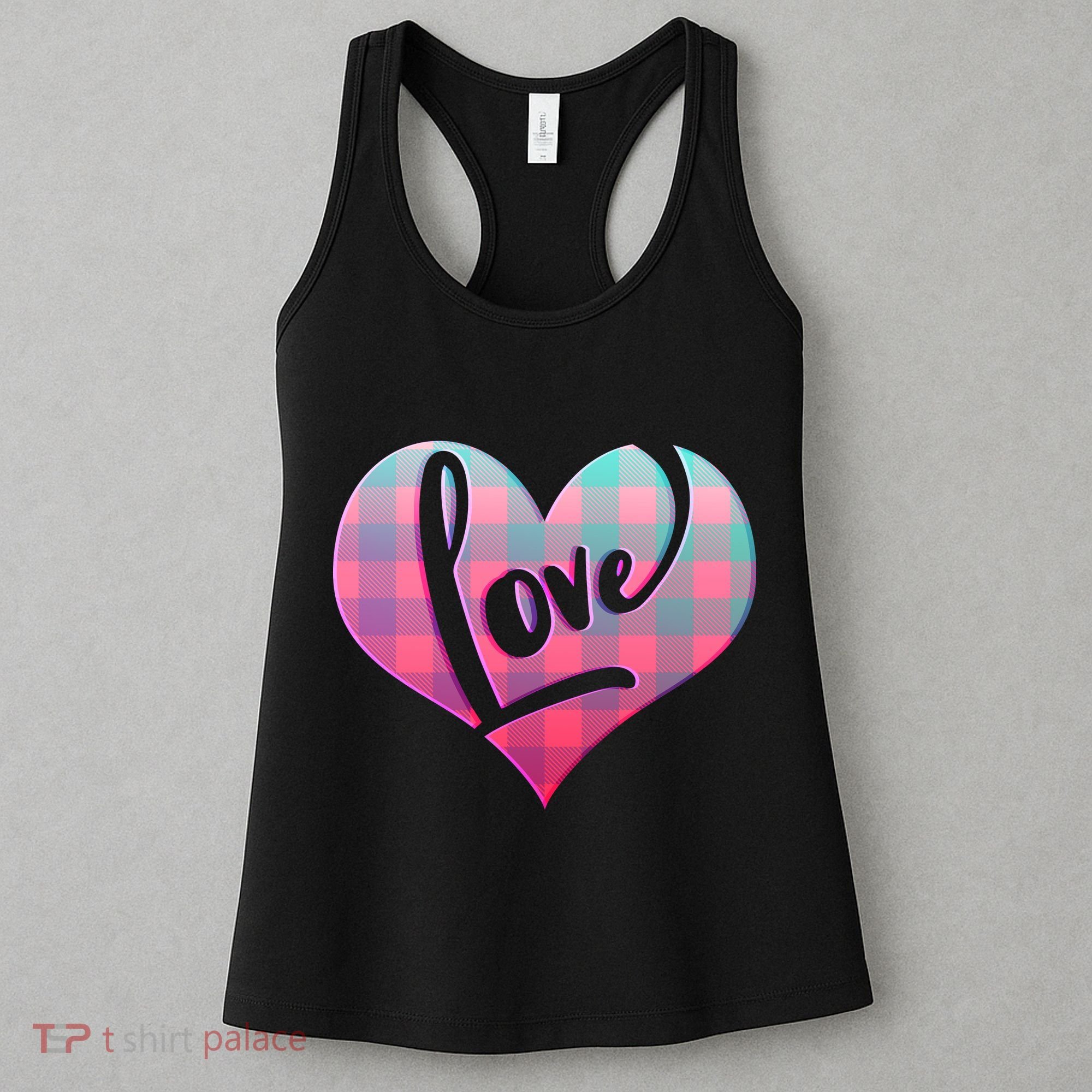 Buffalo Plaid Love Heart Valentines Day Women's Tank Top
