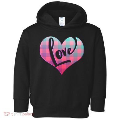 Buffalo Plaid Love Heart Valentines Day Toddler Hoodie