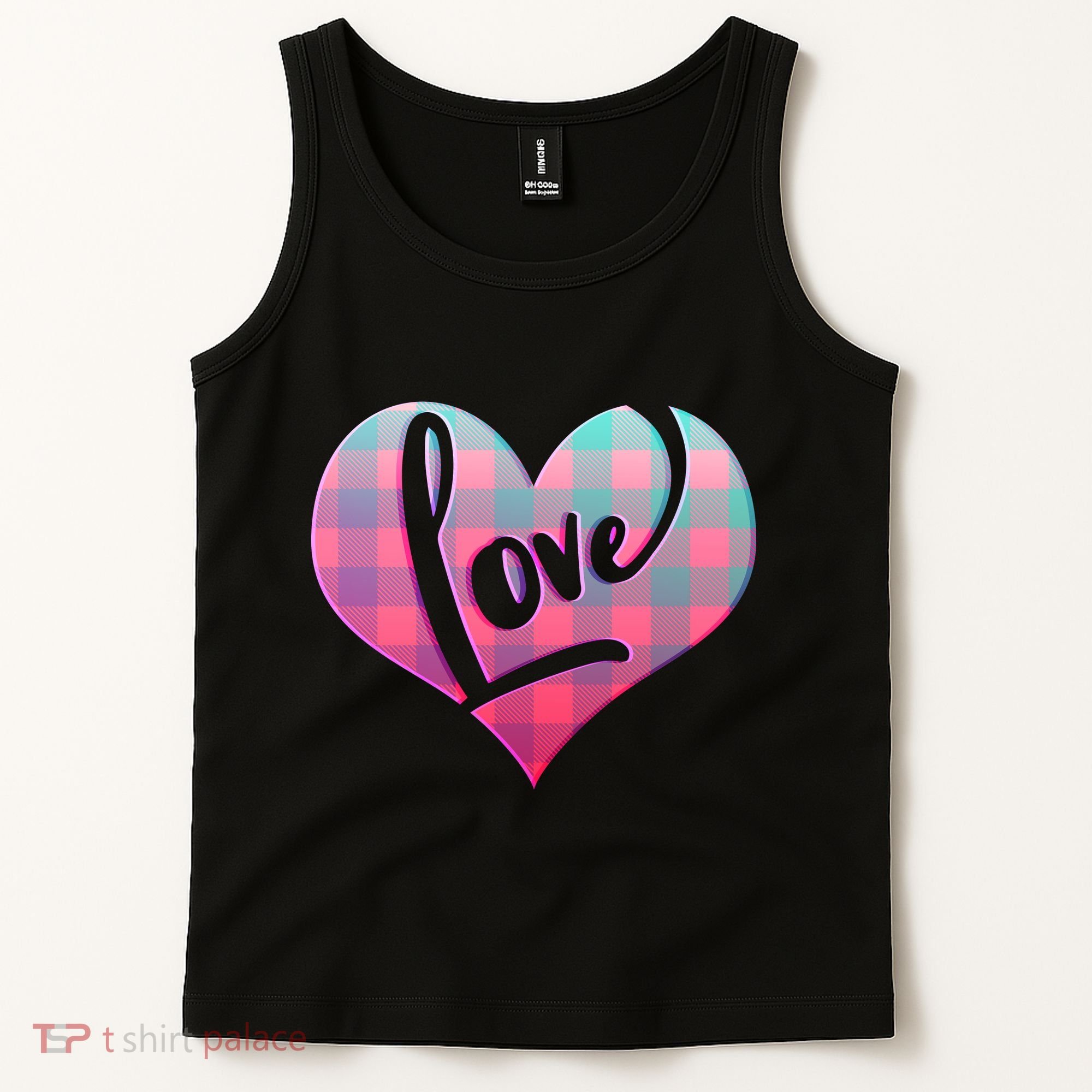 Buffalo Plaid Love Heart Valentines Day Tank Top