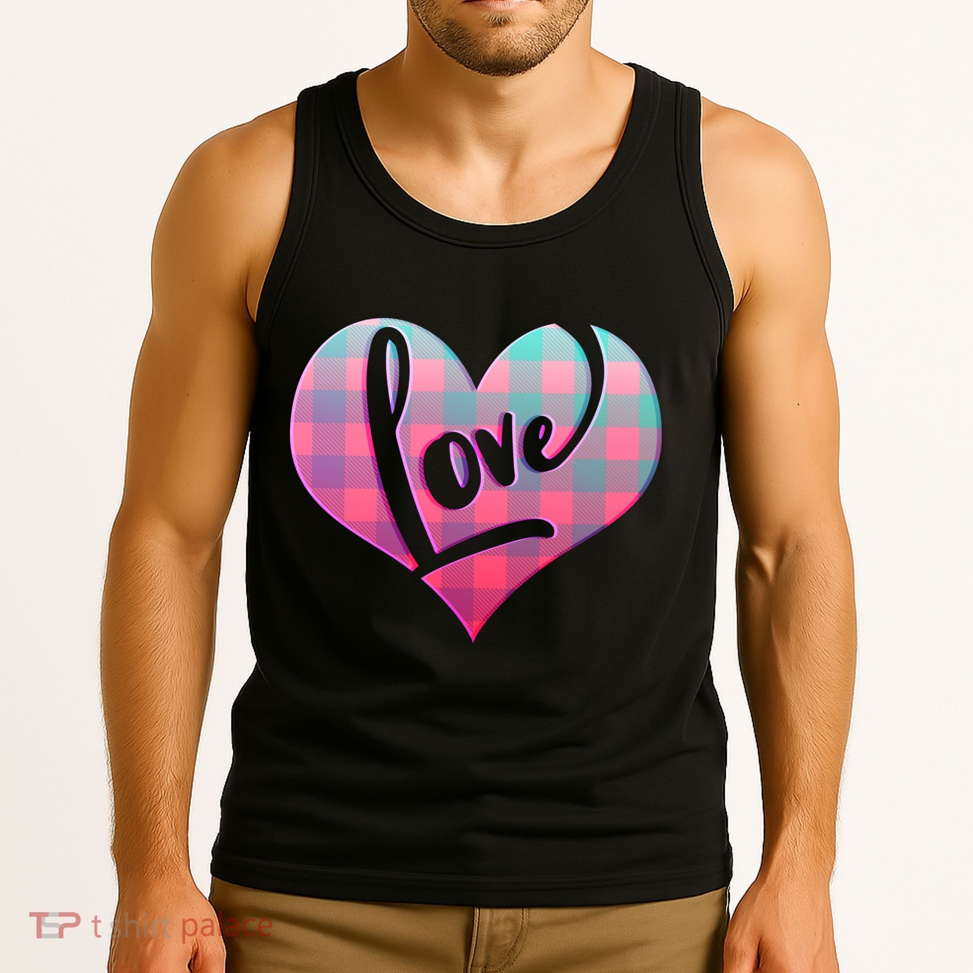 Buffalo Plaid Love Heart Valentines Day Tank Top