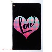 Buffalo Plaid Love Heart Valentines Day Golf Towel thumb 0