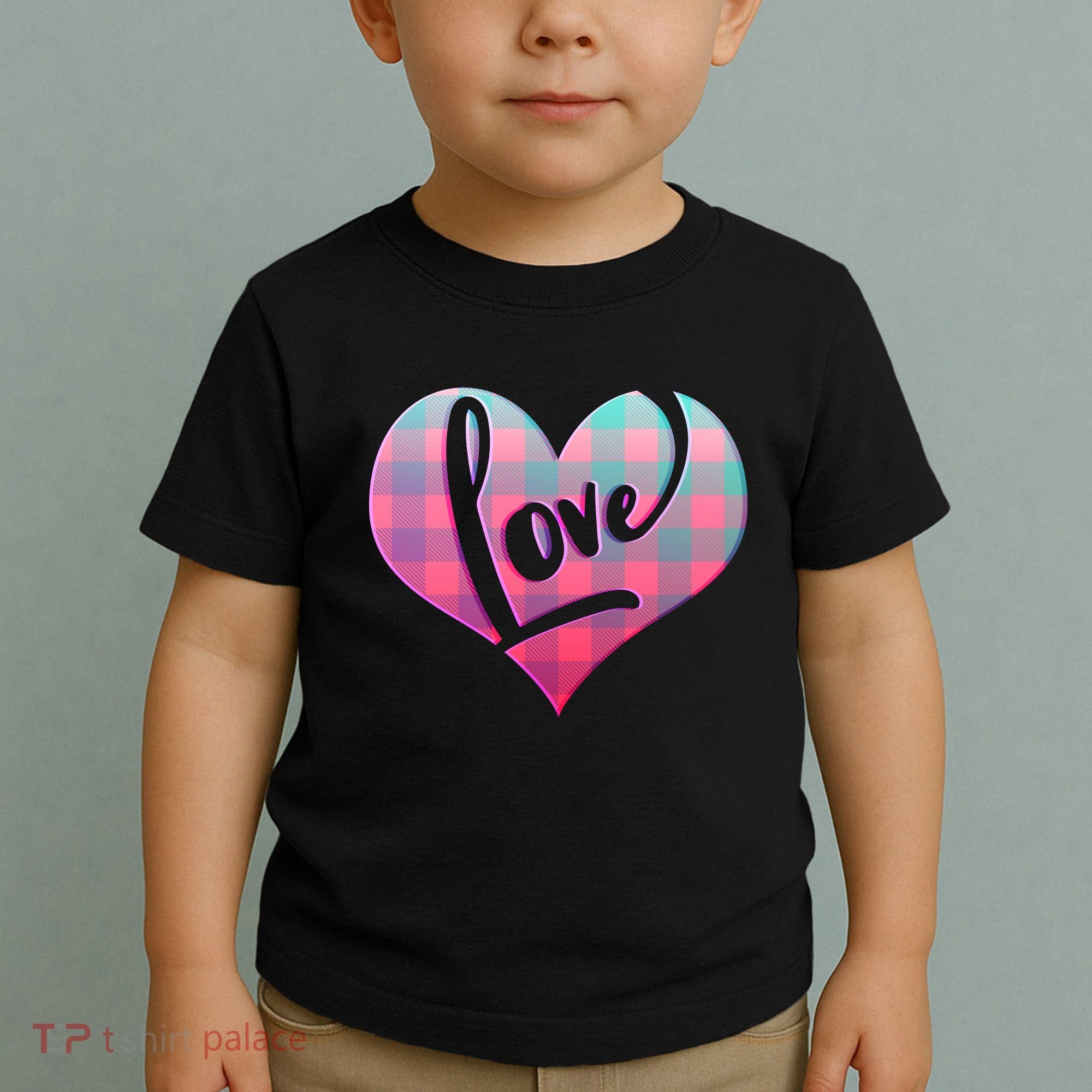 Buffalo Plaid Love Heart Valentines Day Toddler T-Shirt