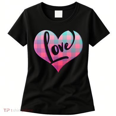 Buffalo Plaid Love Heart Valentines Day Women's T-Shirt