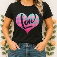 Buffalo Plaid Love Heart Valentines Day Women's T-Shirt thumb 2