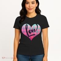Buffalo Plaid Love Heart Valentines Day Women's T-Shirt thumb 4
