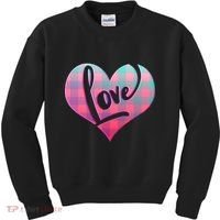 Buffalo Plaid Love Heart Valentines Day Kids Sweatshirt thumb 0