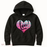 Buffalo Plaid Love Heart Valentines Day Kids Hoodie thumb 0