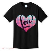 Buffalo Plaid Love Heart Valentines Day Kids T-Shirt thumb 0