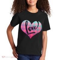 Buffalo Plaid Love Heart Valentines Day Kids T-Shirt thumb 2