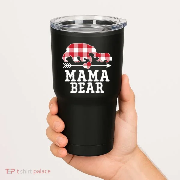 Buffalo Plaid Mama Bear Tumbler