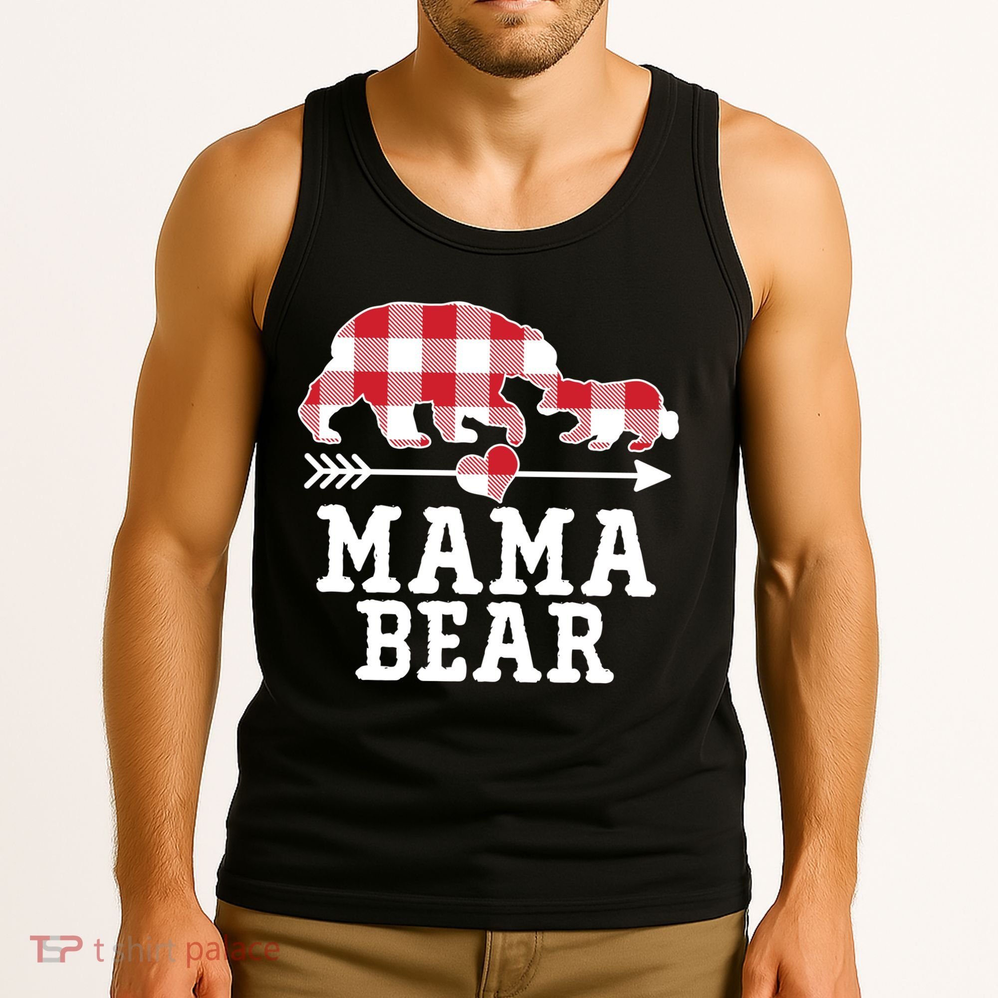 Buffalo Plaid Mama Bear Tank Top