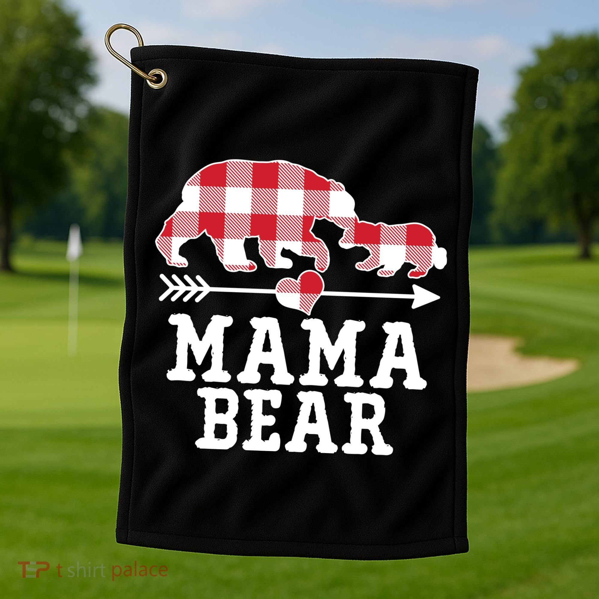 Buffalo Plaid Mama Bear Golf Towel