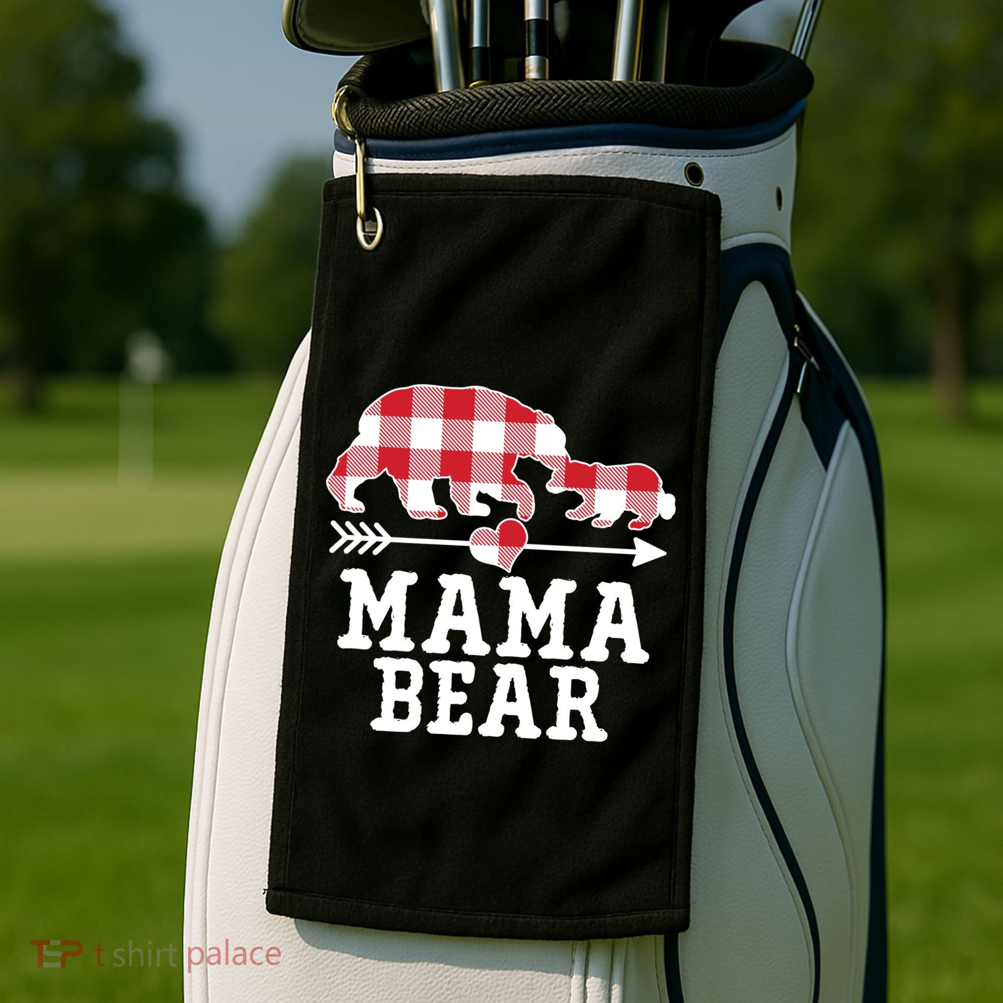 Buffalo Plaid Mama Bear Golf Towel