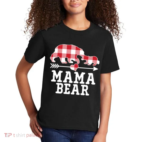 Buffalo Plaid Mama Bear Kids T-Shirt