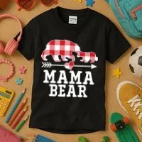 Buffalo Plaid Mama Bear Kids T-Shirt thumb 3
