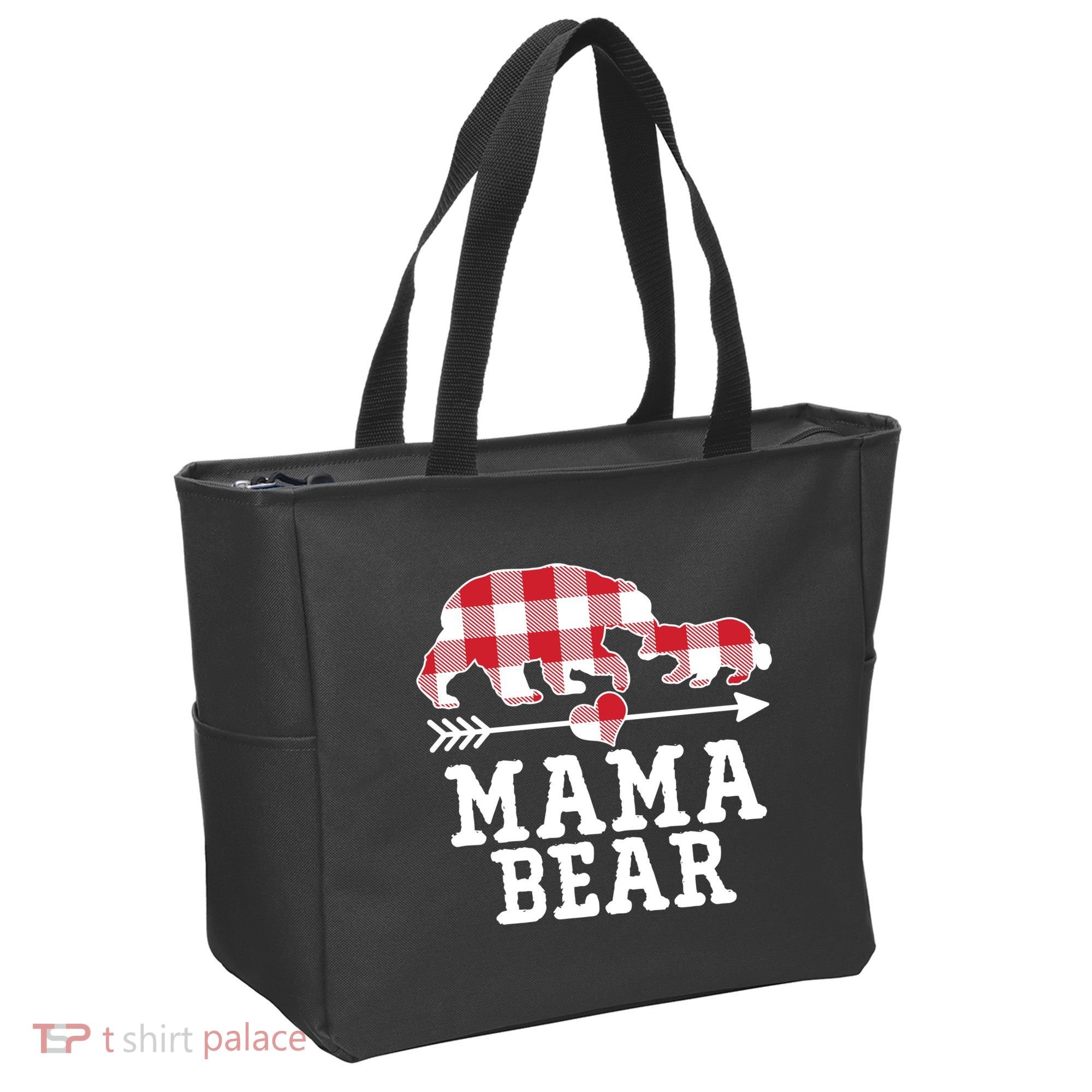 Buffalo Plaid Mama Bear Tote Bag