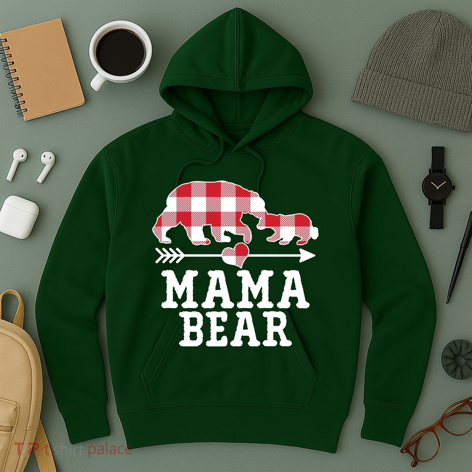 Buffalo Plaid Mama Bear Hoodie
