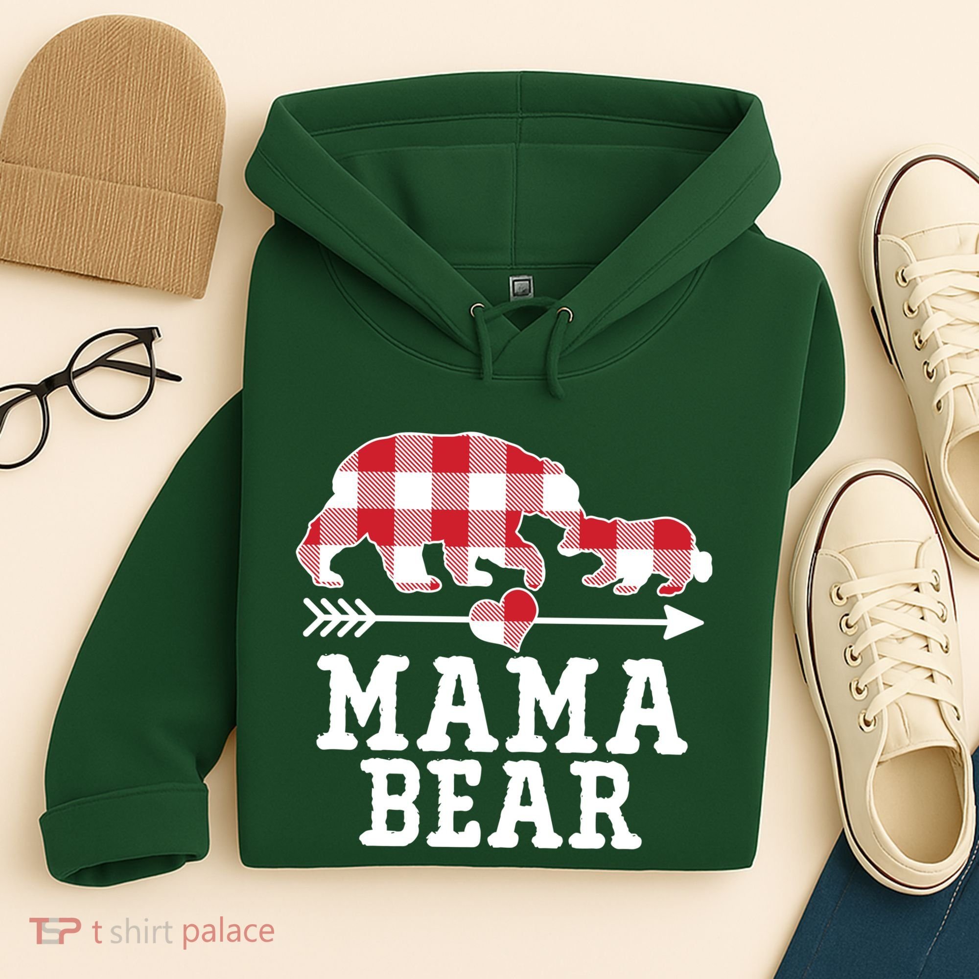 Buffalo Plaid Mama Bear Hoodie