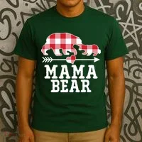 Buffalo Plaid Mama Bear T-Shirt thumb 3