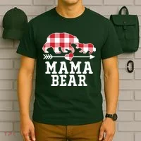 Buffalo Plaid Mama Bear T-Shirt thumb 6
