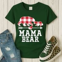 Buffalo Plaid Mama Bear Women's T-Shirt thumb 3